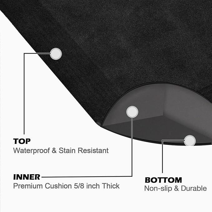 17''x28'' Small Anti Fatigue Salon Mat for Single Hair Stylist - Anti-Slip Antique Series Barber Shop Chair Floor Mat (5/8'' Thick, Black) - Compact & Budget-Friendly