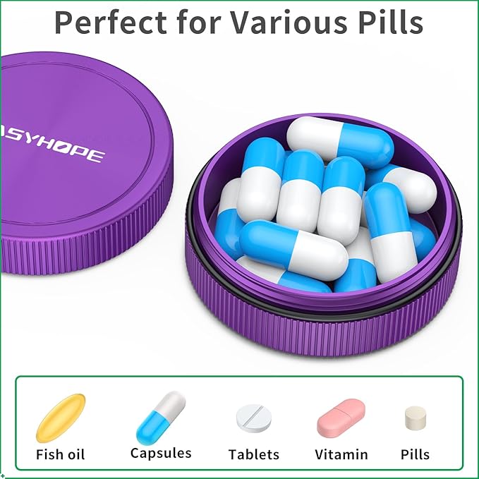 Small Pill Box & Earplug Case, (2 Pack) Metal Aluminum Alloy Waterproof Mini Travel Medicine Organizer - Portable Container, Hold Jewelry Vitamins, Fish Oil - Compatible with, Loop, Vibes, Eargasm