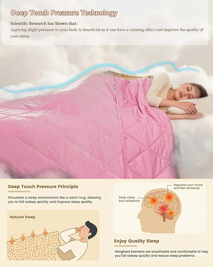 L'AGRATY King Size Weighted Blanket for Adults 45lbs, 88"x104" — Cooling Breathable Heavy Blanket with Glass Beads for Sleeping Perfect for Hot Sleepers & Couples Machine Washable All-Season Pink