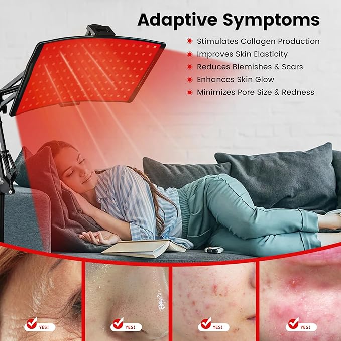 Red Light Therapy for Body & Face with Quick Clip, Infrared Light Therapy Lamp with Adjustable Stand, 660nm & 850nm Red Light Therapy Panel for Waist Knee, Muscle Recovery