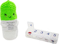 e-Pill 5 Times a Day Pill Organizer with Crochet Holder – Compact Medication Case for Daily Vitamins, Supplements & Prescriptions