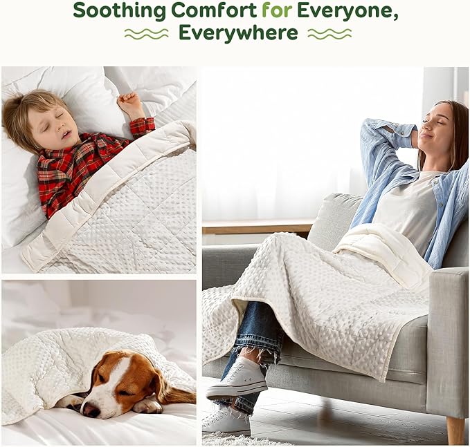 Sivio Weighted Blanket 5lbs, 36 x 48inches, Soft and Cozy Cooling Heavy Blanket for All-Season, Calm Sleeping and Nap, Suit for Car, School and Home, Machine Washable, White
