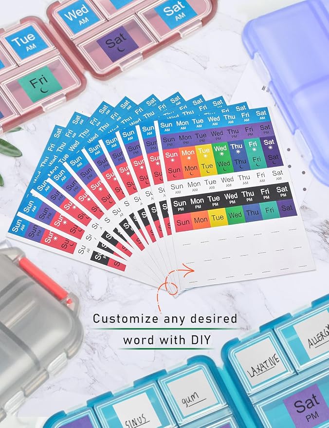 700 Pcs Medicine Labels Stickers for Pill Organizers DIY Pocket Pharmacy Labels & Medicine Reminder Stickers, Week Morning Evening Medication Instruction Labels for Pill Case Planners