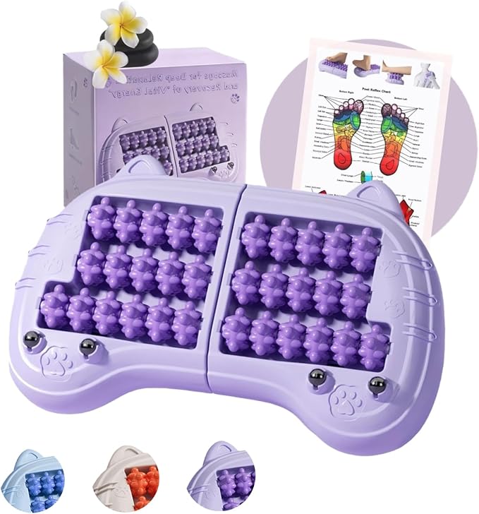 Foot Roller Massager for Plantar Fasciitis Relief, Large Size, Eases Foot Pain & Cold Feet, Enhances Circulation, Portable, Split into Two, Full-Body Washable, Purple