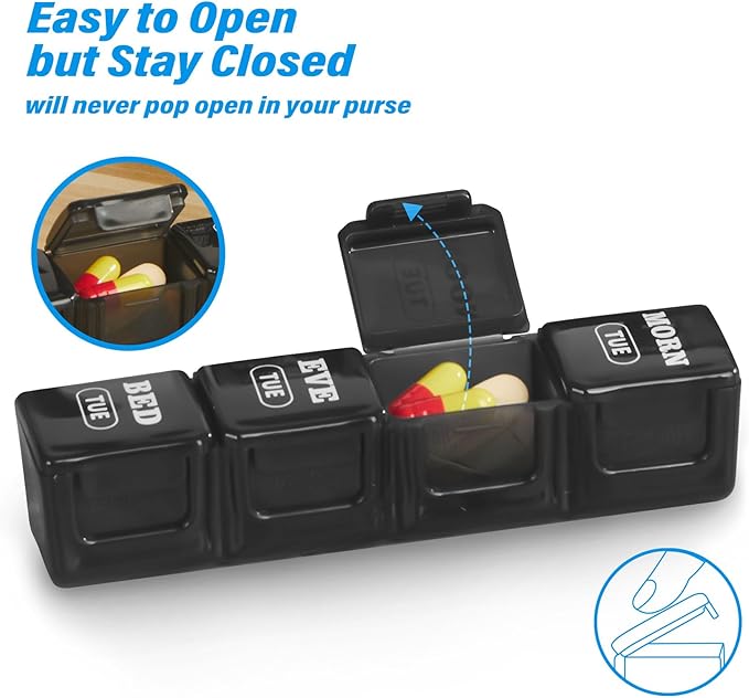 XL Large Weekly Pill Organizer 4 Times a Day, 7-Day Pill Boxes and Organizer AM PM, Big Compartments Pill Case, Monthly Medication Organizer 28-Days Dispenser for Fish Oils