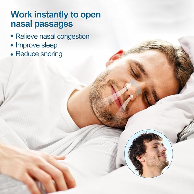 Invisible Clear Nasal Strips for Snoring, 60 Count Nose Strips for Breathing, Extra Strength Nasal Strips, Lift for Open Feeling During Sleep & Sports
