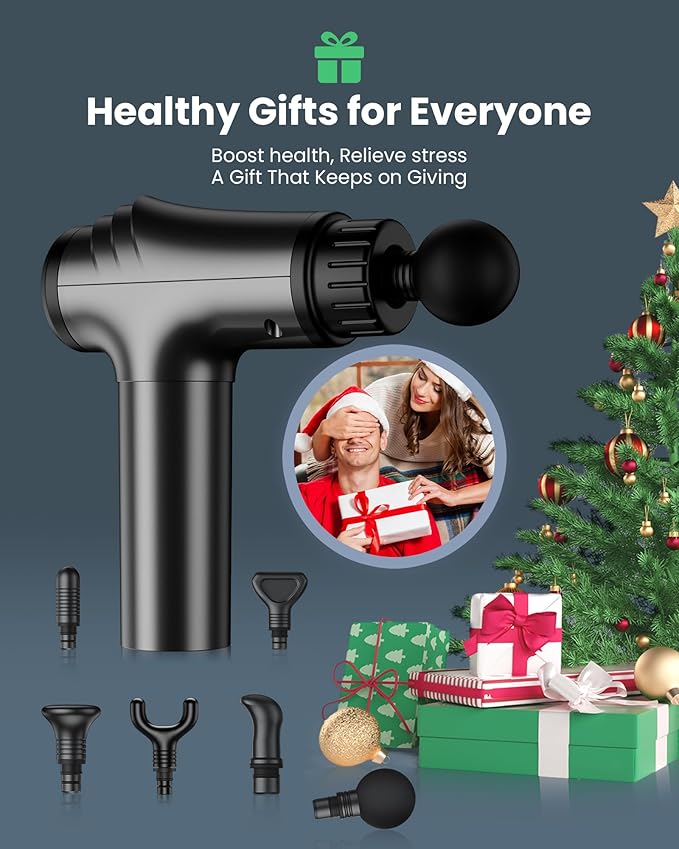 AYURA Massage Gun Deep Tissue, Muscle Massager Gun for Pain Relief, Percussion Massage Gun with 30 Speeds & 6 Heads, Portable Handheld Back Massage Gun for Athlets Men Women (Grey)