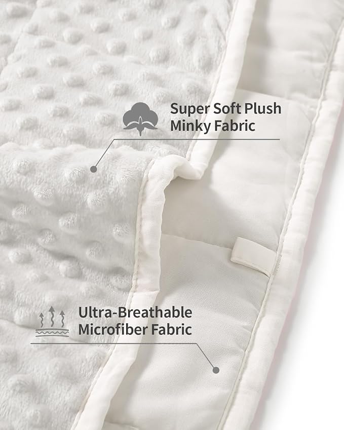 Mr. Sandman Weighted Blanket for Adults, Heavy Blanket for Woman, Man Sleeping/Calm, Soft and Cozy Weighted Throw Blankets, Machine Washable, 48 x 72in, 12 lbs, White