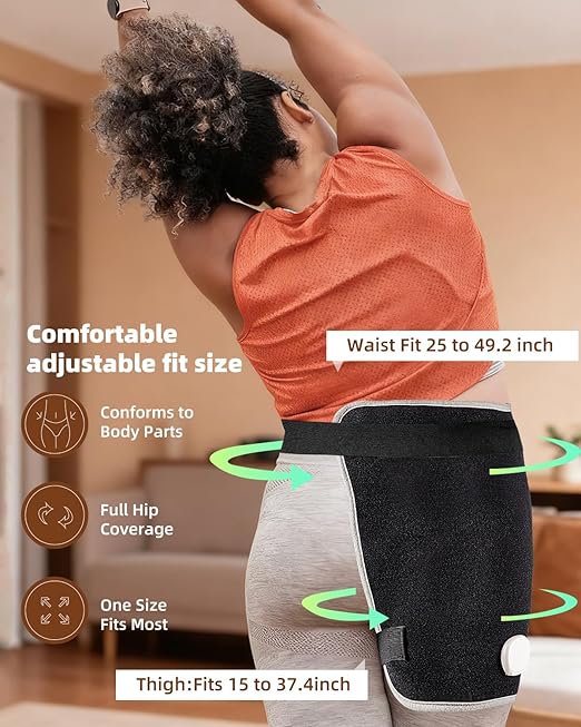 Graphene-Infused Hip Heating Pad for Sciatica Pain Relief - Heated Wrap for Lower Back, Buttocks, Thighs – Large Size Electric Heat Pad with Auto-Off (18.5”×16”)