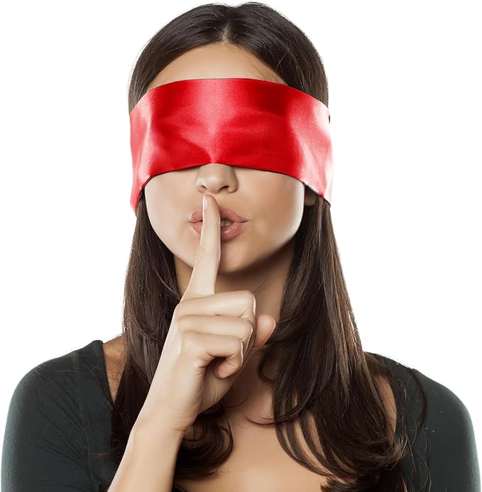 FRESHME Satin Eye Mask for Sleeping - Soft Eye Mask Adjustable Eye Shade Comfy Satin Eye Cover for Women Men Night Travel Nap Meditation Valentine's Day Gift Sleep Companion 160cm/63in Black and Red