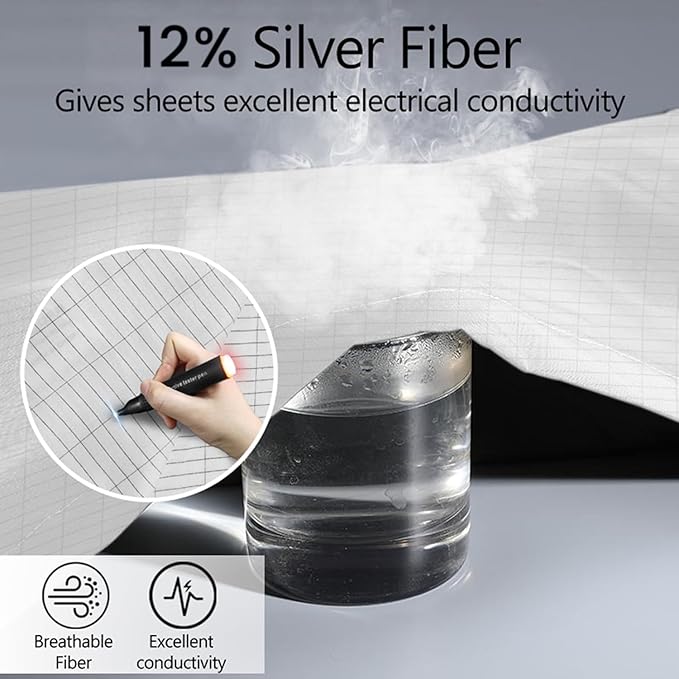 Grounding Sheets Twin,12% Pure Silver,Grounded Bed Sheet,Grounding Fitted Sheet with Deep Pockets,Improved Sleep,Earth Connecting Bedding (Beige,Twin)