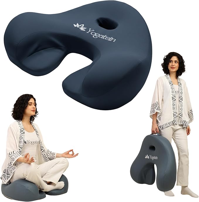 Ergonomic Meditation Cushion with Foot Rest & Carry Strap – Large Floor Cushion for Adults – Meditation Seat & Yoga Cushion for Mindfulness, Sound Healing & Reiki