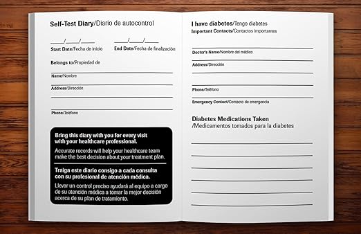 Accu-Chek Daily Self-Test Diabetes Diary for Blood Glucose Monitoring, English/Spanish (Pack of 5)