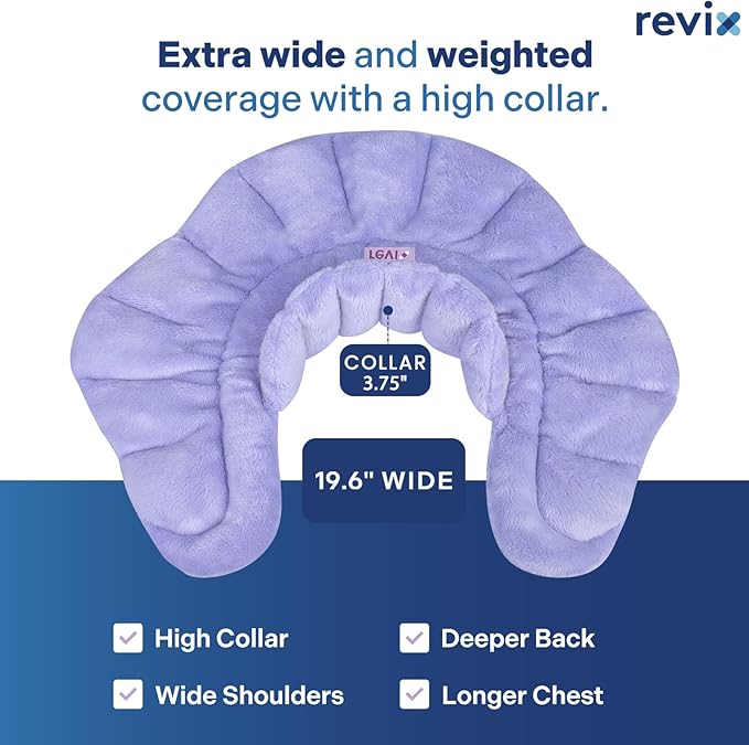 REVIX Heated Neck Wrap Microwave Heating Pad for Neck and Shoulders Pain Relief, Weighted Neck Warmer Microwavable with Miost Heat, Unscented