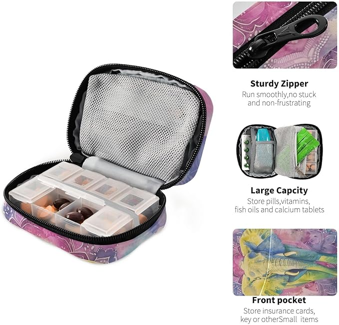 Travel Pill Organizer Animal Elephant Vitamin Planner Medicine Box Large Compartments Daily Pill Organizer