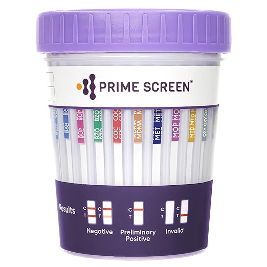 Prime Screen Drug Test Cup 18 Panel Kit (AMP,BAR,BUP,BZO,COC,mAMP,MDMA,MOP,MTD,OXY,PCP,TCA,THC, ETG, FTY, TRA, K2,TRA100) -[100 Pack]-CDOA-S1185EFTKK