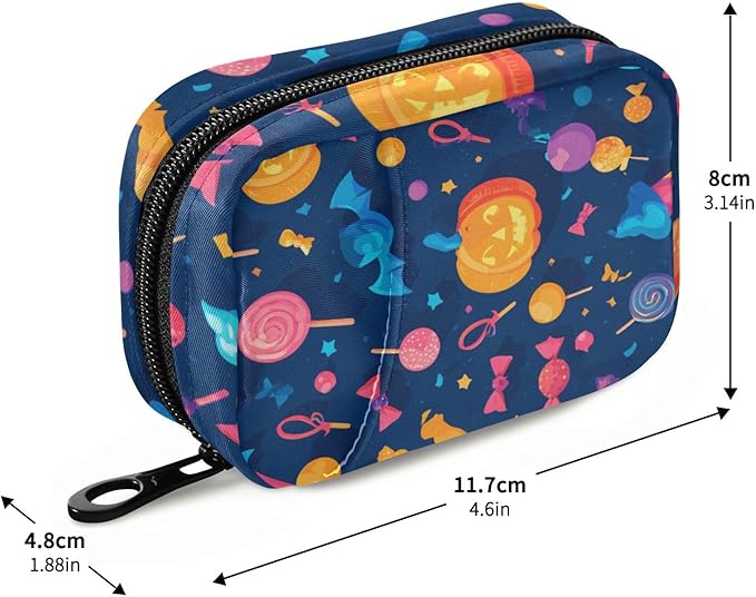 Sweet Halloween Pumpkin Travel Pill Organizer Case Box Container Weekly Portable Vitamin Medicine Holder Storage Bag with Zipper Removable