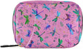 Deep Pink Dragonflies and Leaves Travel Pill Organizer Case Box Container Weekly Portable Vitamin Medicine Holder Storage Bag with Zipper Removable