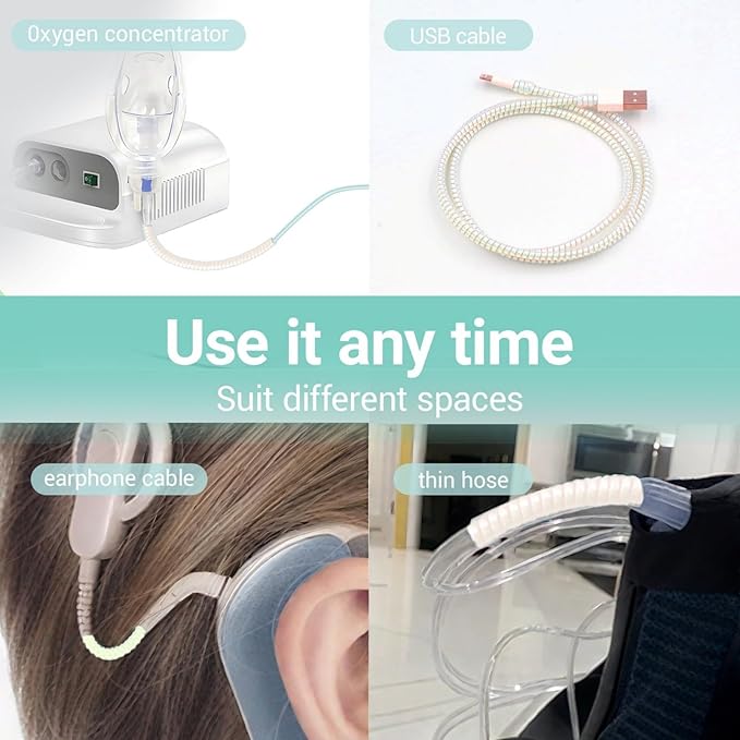 12 Pack Oxygen Tubing Support Crimp Straightener, Keeps Hose Straight - Prevents Kinking Retractable Oxygen Tube Protector for Portable Oxygen Concentrator, Oxygen Tank, Nasal Cannula, Gold