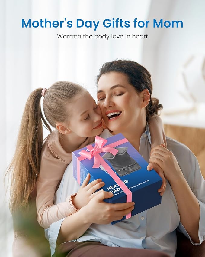 RENPHO King Size Heating Pad for Back, Birthday Gifts for Mom Wife Men, FSA Eligible, 24"x37" Large Weighted Electric Heat Pad for Neck and Shoulders, ETL Certified, Midnight Blue