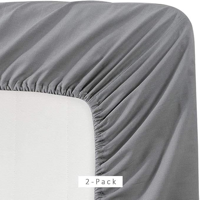 2 Pack Fitted Hospital Bed Sheets with Elastic All Around for a Double Brushed Ultra Soft Breathable 100% Microfiber Sheets, 36” x 84” x 12” (Dark Grey)
