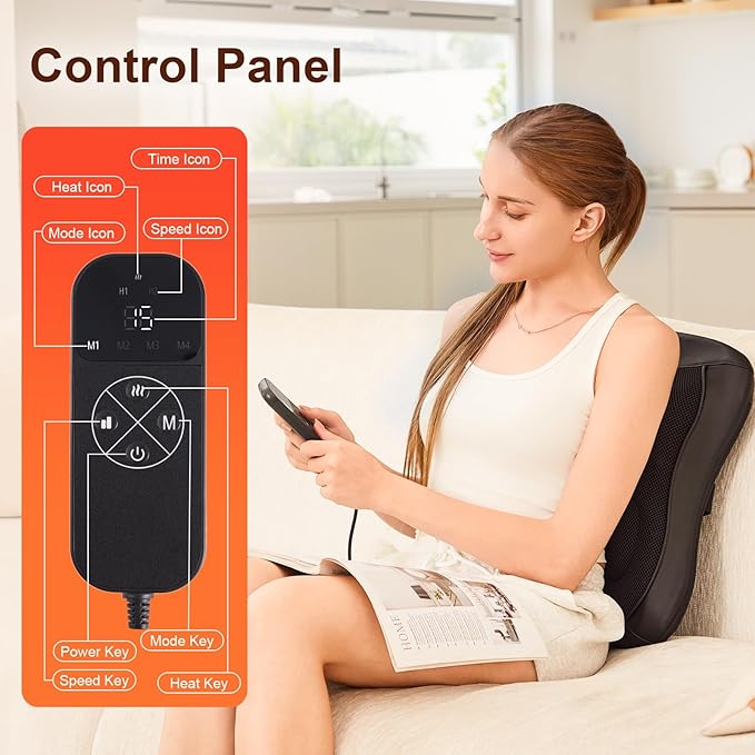 Back Massager Neck and Shoulder with Heat Up and Down Rolling Massage for Pain Relief Deep Tissue Lower Back Massage Electric Shiatsu Office Home Car Gift