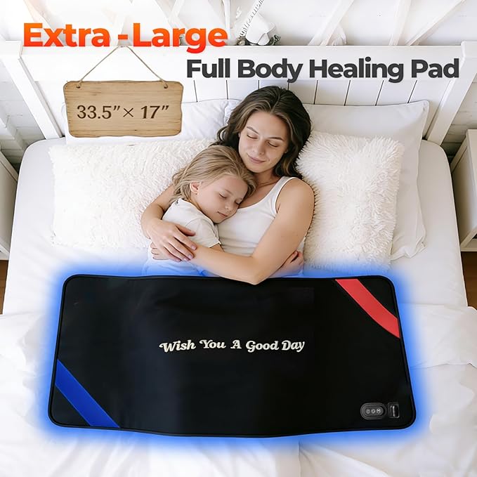 Red & Blue Light Therapy Mat for Body 33"×17" – 360 LEDs Infrared Light Pad (460nm + 660nm + 850nm) for Back, Waist, Knees & Joints Pain Relief, 60W Red Light Therapy Panel, Ideal Gift for Men & Women