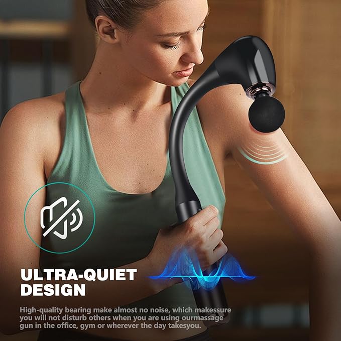 Massage Gun with Extended Handle Revolutionary U-Shaped Back Massager for Pain Relief Deep Tissue Body Massager for Neck,Shoulder,Leg-Reach Every Muscle with Ease,4 Massage Heads & 5 Speed Levels