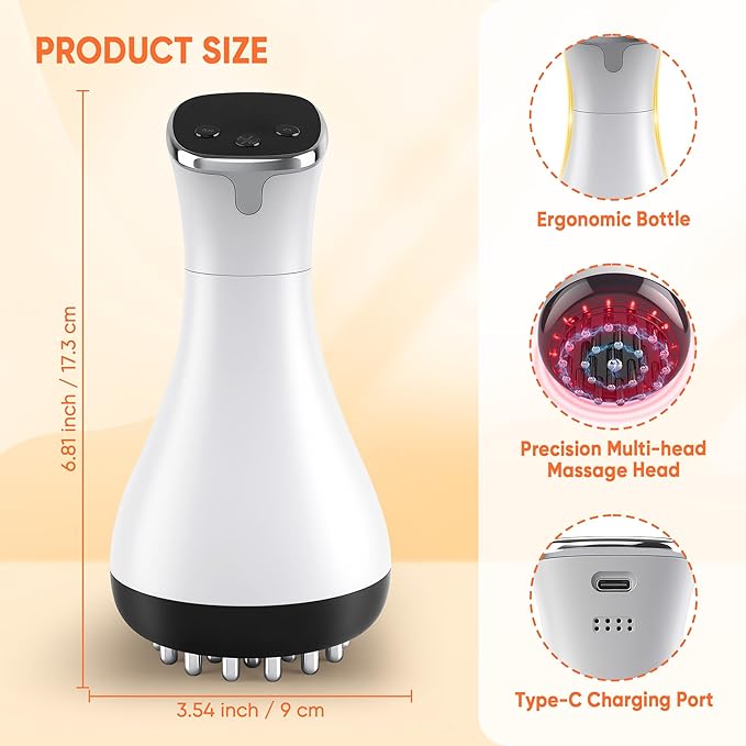Rechargeable Lymphatic Drainage Massager & Cellulite Massage Tool with 3000mAh,Fascia Blaster for Reduce Stretch Marks for Legs, Arms & Belly,Body Sculpting Machine with Microcurrent for Office Travel