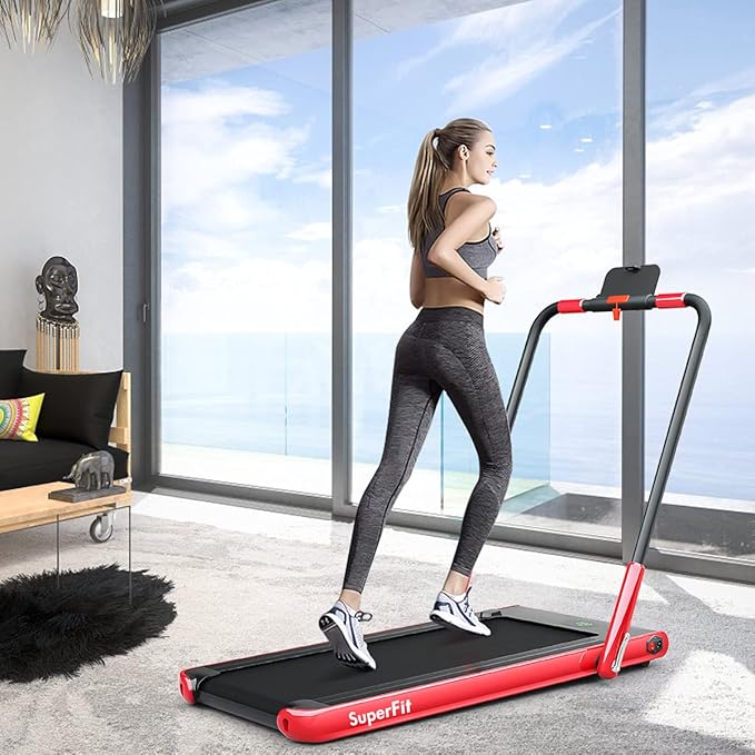 GYMAX Walking Pad, Foldable Under Desk Treadmill with LED Monitor, Remote Control, Smart App Control, Folding Portable Desk Treadmill for Office Standing Desk, Home Office Treadmill