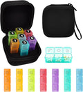 Weekly Pill Organizer, 7-Day Medicine Box with Hard Shell Case, 3 Times Daily Dosage Schedule, Plastic Rectangular Design, Includes Pill Cutter and Weekly Stickers,Black