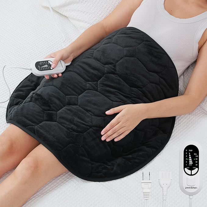 immtree Weighted Heating Pad for Period Cramps, 29" x 24" Extra Large Electric 7lbs Heated Pads, Back Shoulder Knee Abdomen Pain Relief, Soft Heavy Lap Blanket, Warm Christmas Gift, 7 Pounds, Black