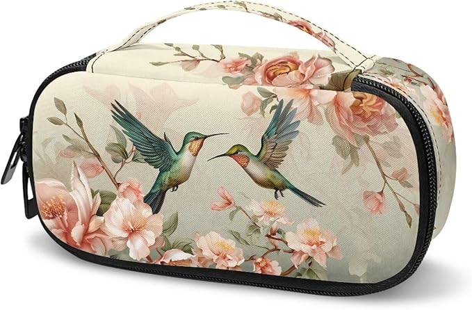Hummingbird Floral Insulin Cooler Travel Case Handy Medication Insulated Diabetic Carrying Cooling Bag for Insulin Pen and Diabetic Supplies