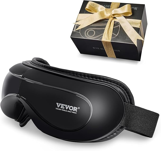 VEVOR Heated Eye Massager - 5 Modes, Bluetooth Music, Foldable, Ideal Gift for Parents, Black