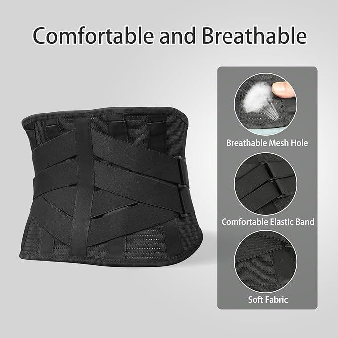 Heated Back Brace for Lower Back Pain, for Men and Women, Superior Support Belt for Sciatica, Herniated Disc, and Scoliosis Relief - Breathable Lumbar Support for Work and Heavy Lifting