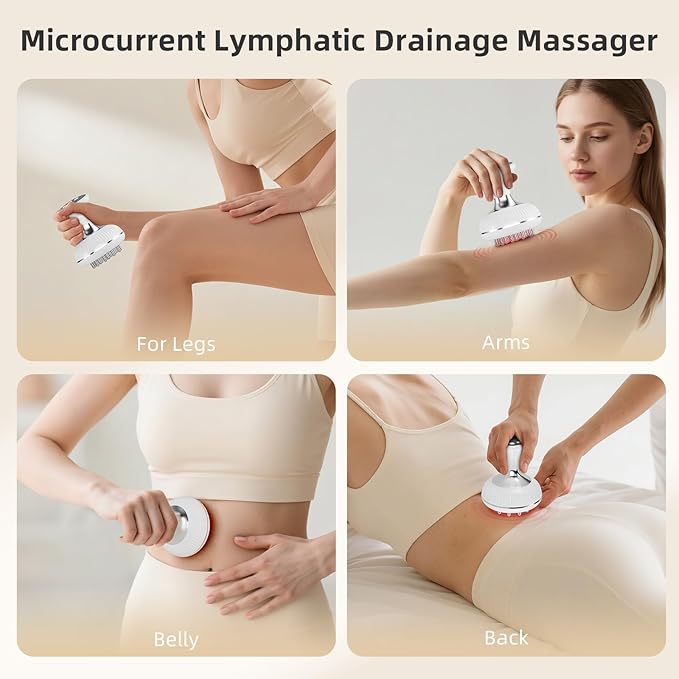 Lymphatic Drainage Massager - Helps Reduce Stretch Marks & Cellulite,for Legs Arms Belly,Body Sculpting Machine with Microcurrent,Heat,Vibration,Light Women's Day Gifts for Women