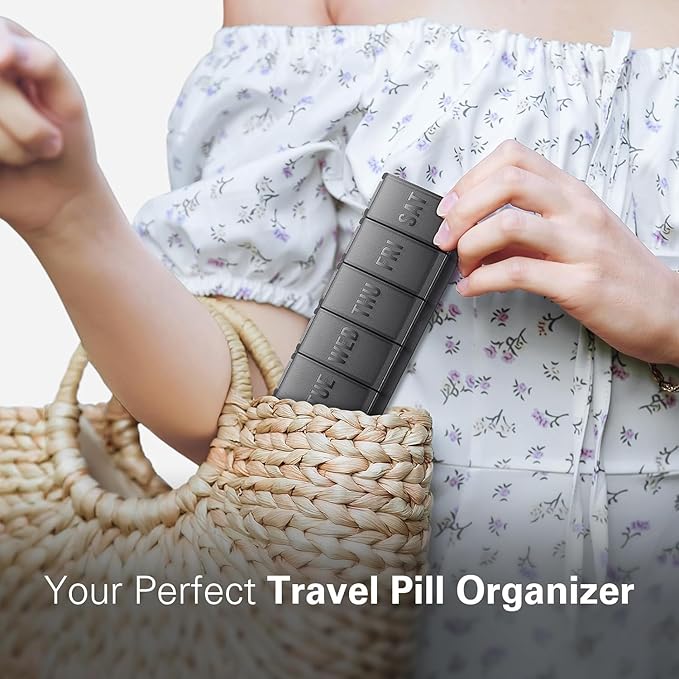 Large Pill Organizer 2 Pack, Easy-Open Weekly Pill Organizer, XL Daily Pill Organizers, 7 Day Medicine Pill Organziers, Medicine Box 7 Day for Large Vitamin Supplements (Pink + Red)