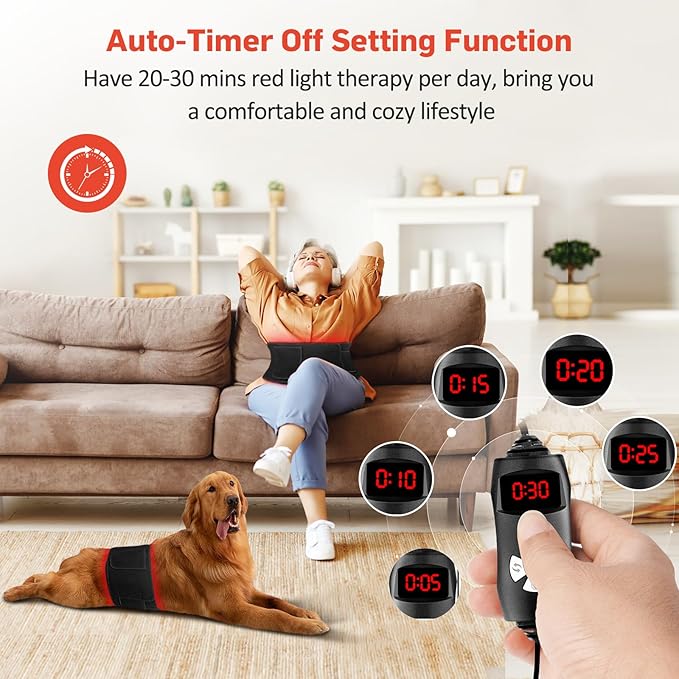 Red Light Therapy for Body, Infrared Light Therapy for Belt Shoulder Waist, Upgraded 3 in 1 LED Beads, 660nm Red Light & 850nm Near Infrared Light Therapy Belt Wrap Timer Remote Control