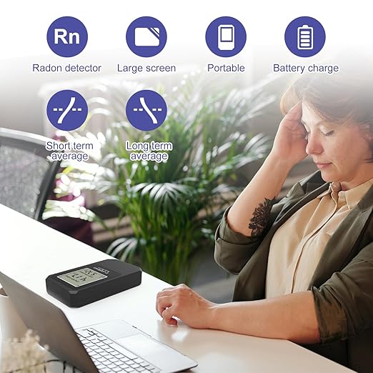 Life Basis Home Radon Detector, Portable Radon Tester for Home with Long and Short Term Radon Monitoring 0-500 pCi/L Range Battery Operated (Including Battery)