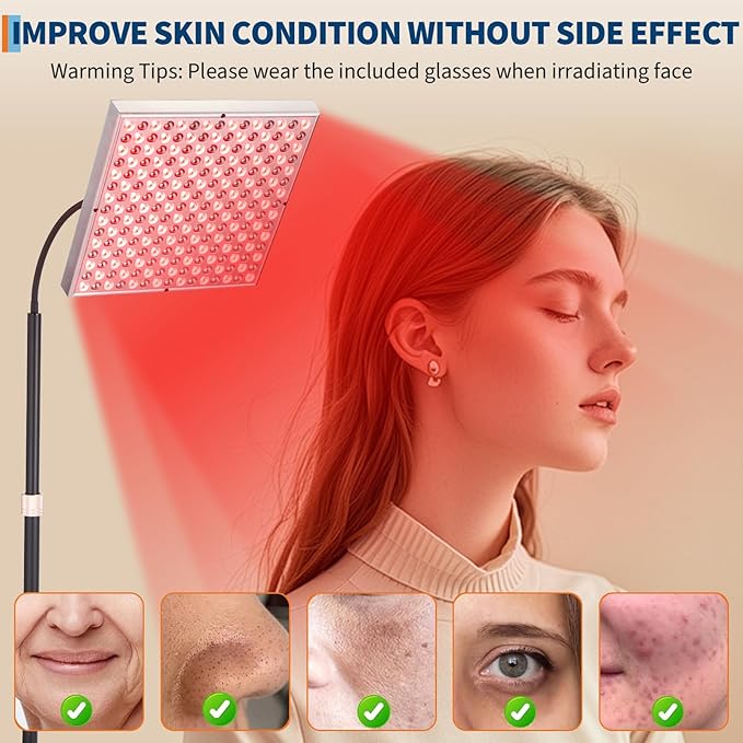 Large Panel Red Light Therapy Floor Lamp, 225 LEDs Red Infrared Light Therapy Device for Full Body, Home Use for Skin Rejuvenation, Muscle Recovery, and Joint Pain Relief