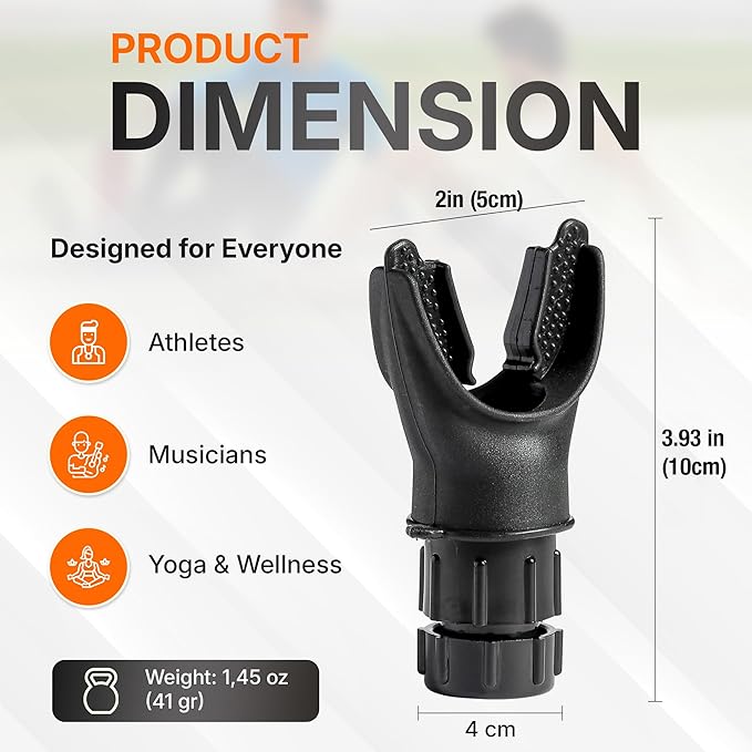 Portable Compact Lung Trainer Exercise Device with High Grade Silicone, Breathing Exercise Device for Lungs, Portable Muscle Trainer, Easy to Clean, Neck Strap Included, (Black-1)