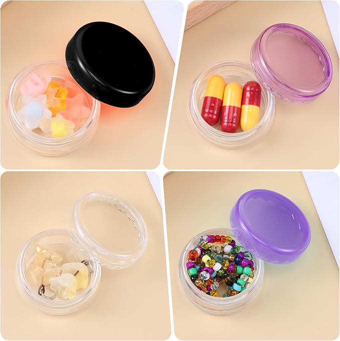 Small Pill Organizer Box, 5 Pcs Travel Pill Cases Holder Portable Daily Pill Container No BPA Mini Medicines Storage Container for Purse Pocket Briefcase (Purple/Rose Red/White/Black/Clear)