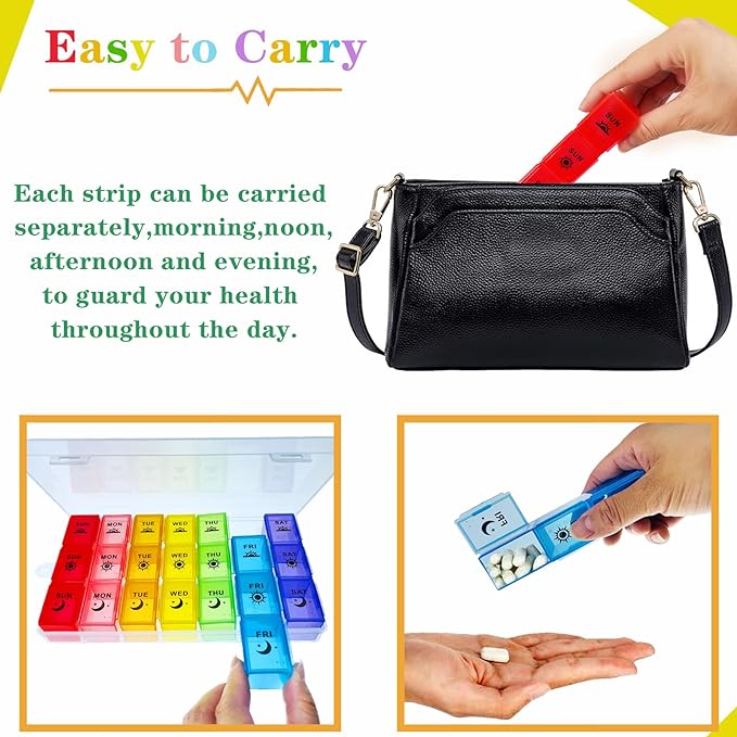 Weekly Pill Organizer 3 Times a Day, Large Pill Box 7 Day, Medicine Organizer Box, Pill Case Container, Daily Pill Organizer for Vitamins/Fish Oils.