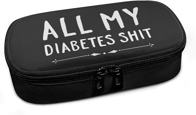 Rnyleeg Diabetes Bags All My Diabetes Shit Print Diabetic Supplies Travel Case Storage Bag Insulated Cooling Bag for Insulin Pens and Diabetic Supplies Storage