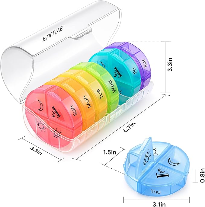 Weekly Pill Organizer 4 Times a Day, 7 Day Pill Cases, Large Portable Pill Box Medicine Organizer for Pills Vitamin Fish Oil Supplement