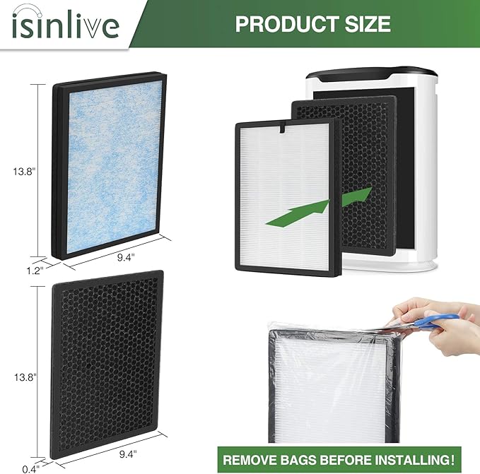 Air Max 8L Filter Compatible With Okaysou Airmax 8L Air Purifier Strong Efficiency 3-in-1 Filtration System HEPA with Blue Ultrafilter & Double Carbon Particles Activated Carbon Filter AirMax8L