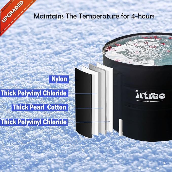 Portable Adult Soaking Bathtub - Folding Cold Plunge Tub Barrel Bath Shower (Dia 29.5" x H 21.6")