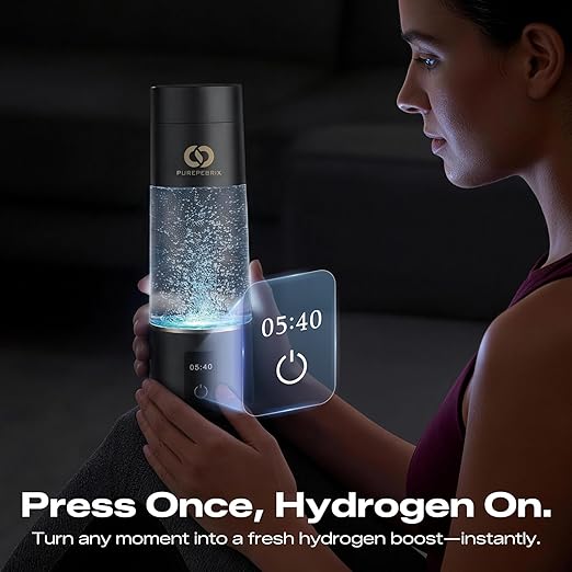 Hydrogen Water Bottle Generator - Up to 6400 PPB & 12-Hour Hydrogen Retention - H2 Certified SPE/PEM Tech - Portable, Recovery & Easter Wellness Gift (Grey)