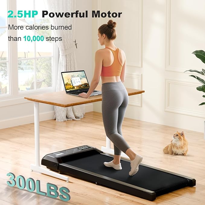 Walking Pad Treadmill, 3 in 1 Under Desk Treadmill for Home Office w/2.5HP Motor/4.0MPH/45dB, Walking Pad w/Safety Handle/Remote/LED Display, Portable Treadmills Supports Up to 300lbs