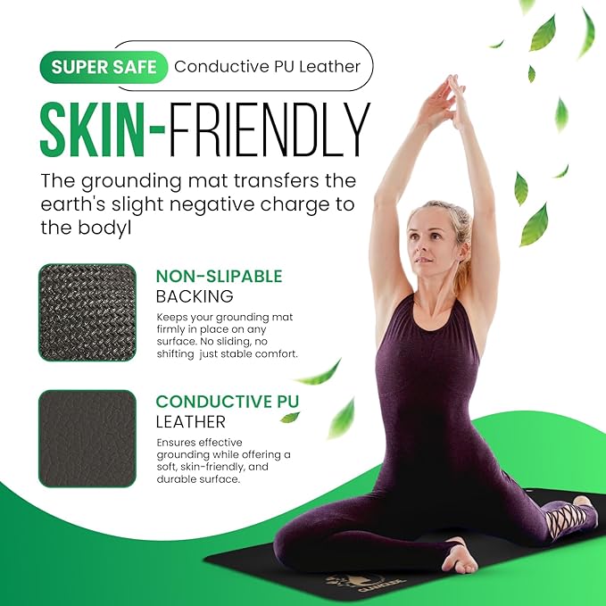Grounding Mat for Wellness & Energy – Stress Reduction Mat for Bed, Desk, Office, Living Room – Improves Sleep, Focus & Balance – Premium Earthing Mat for Daily Grounding Therapy
